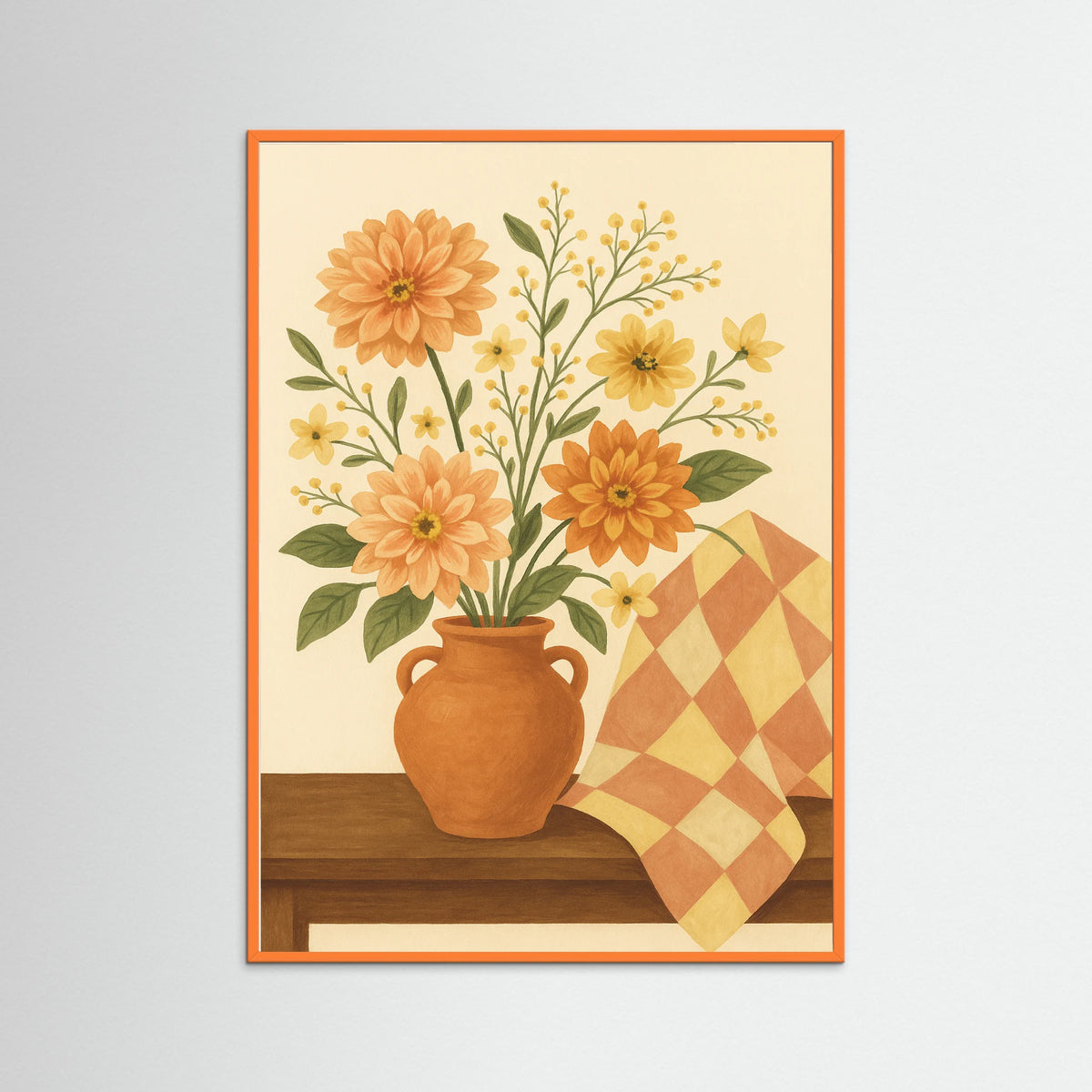 Orange Wood Floral Harmony