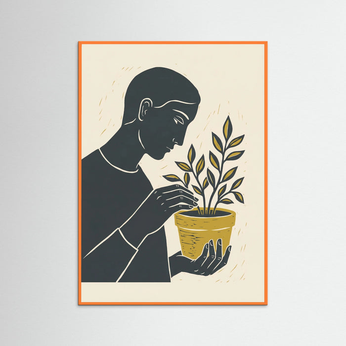 Orange Wood Floral Serenity