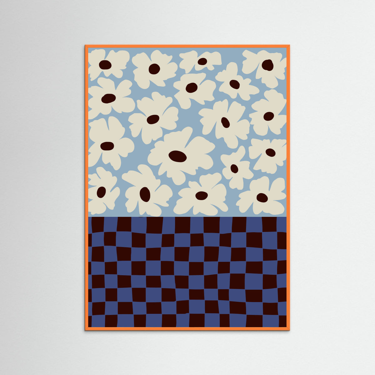 Orange Wood Flowers_checkerboard Poster
