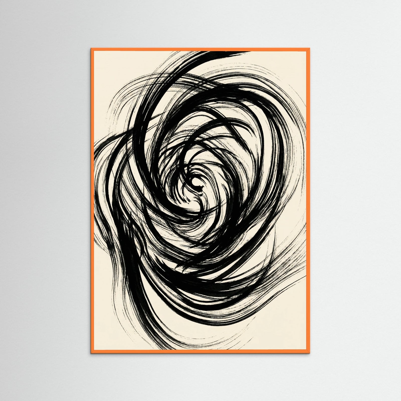Orange Wood Fluid Black Strokes