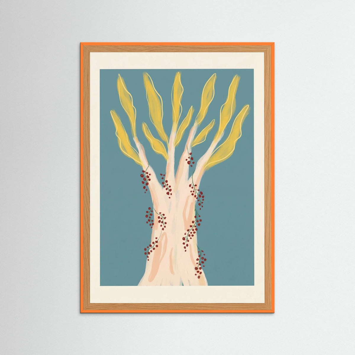 Orange Wood Fountain Flora Burst