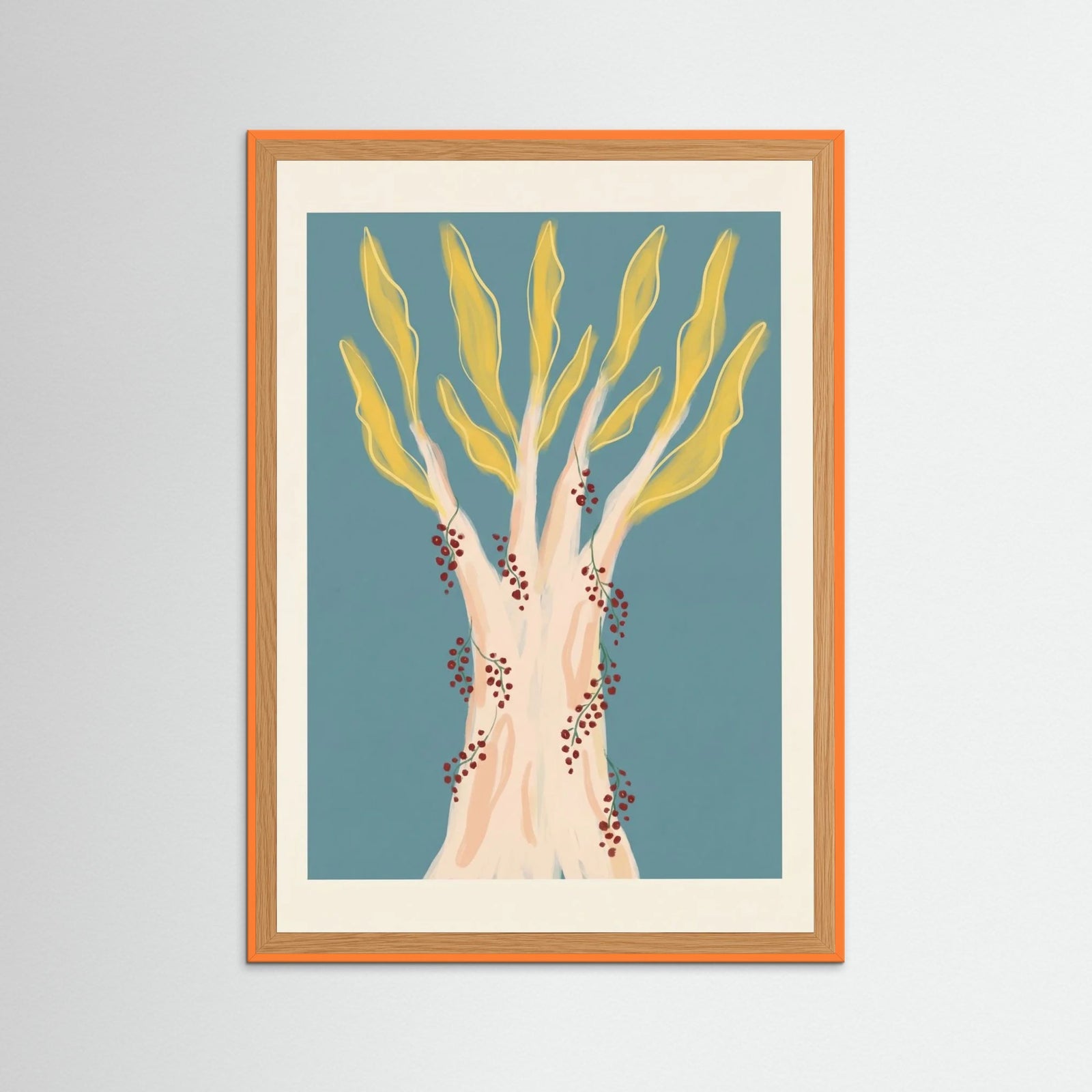 Orange Wood Fountain Flora Burst