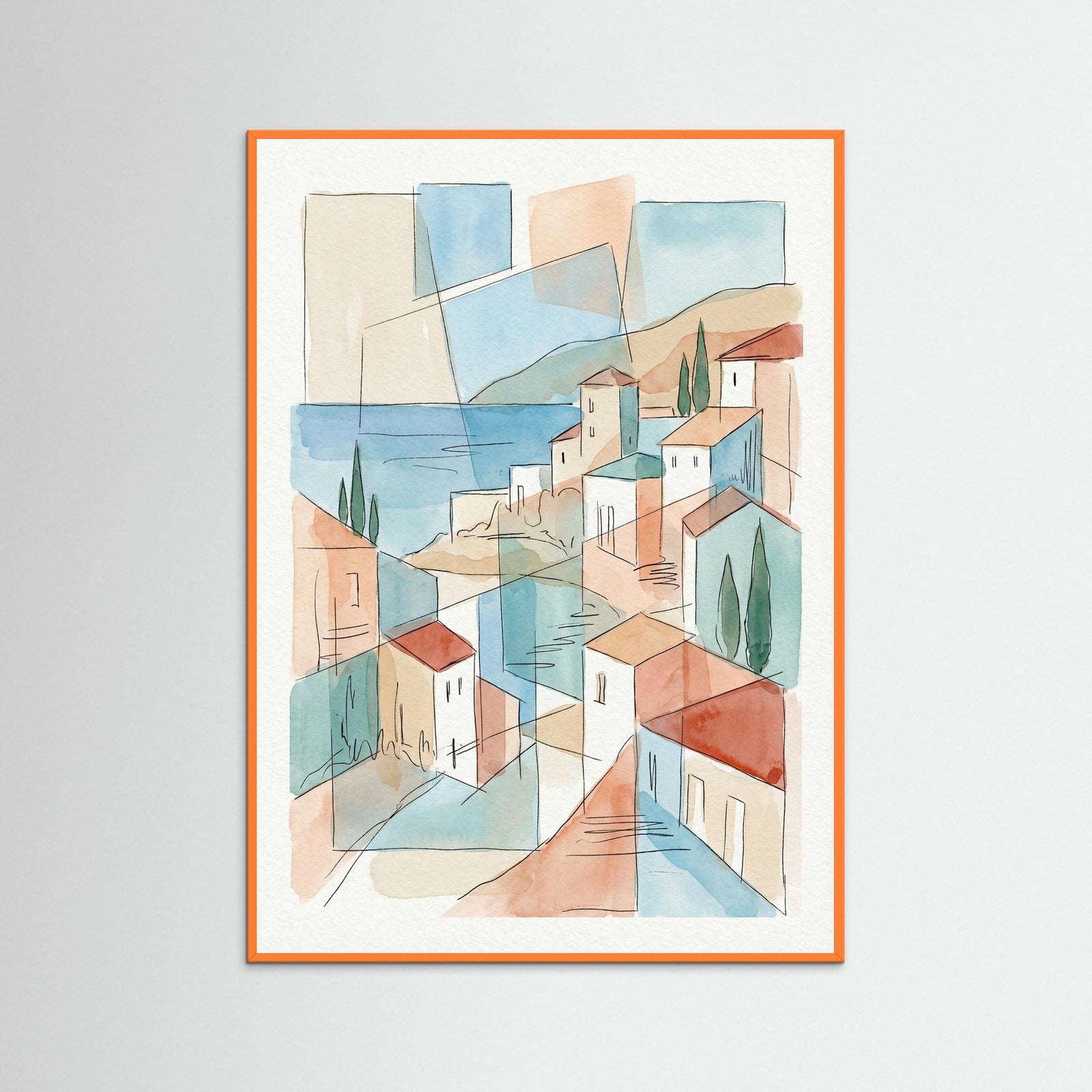 Orange Wood Fragmented Mediterranean View
