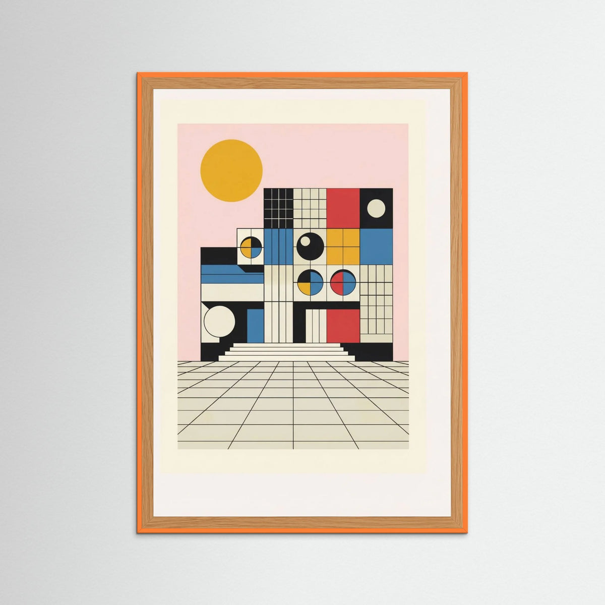 Orange Wood Geometric Ascent Beige