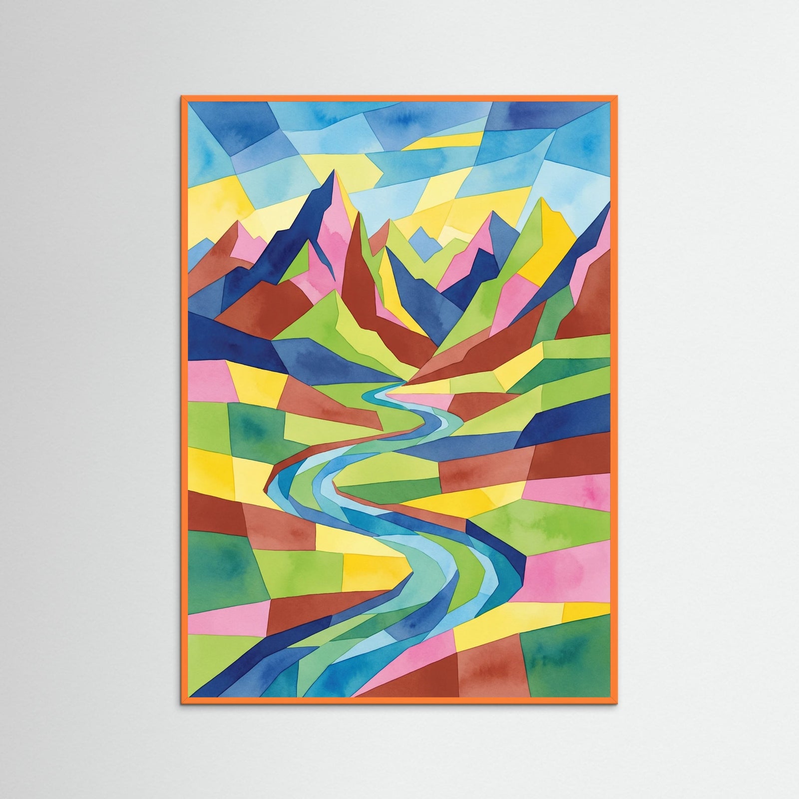 Orange Wood Geometric Panorama