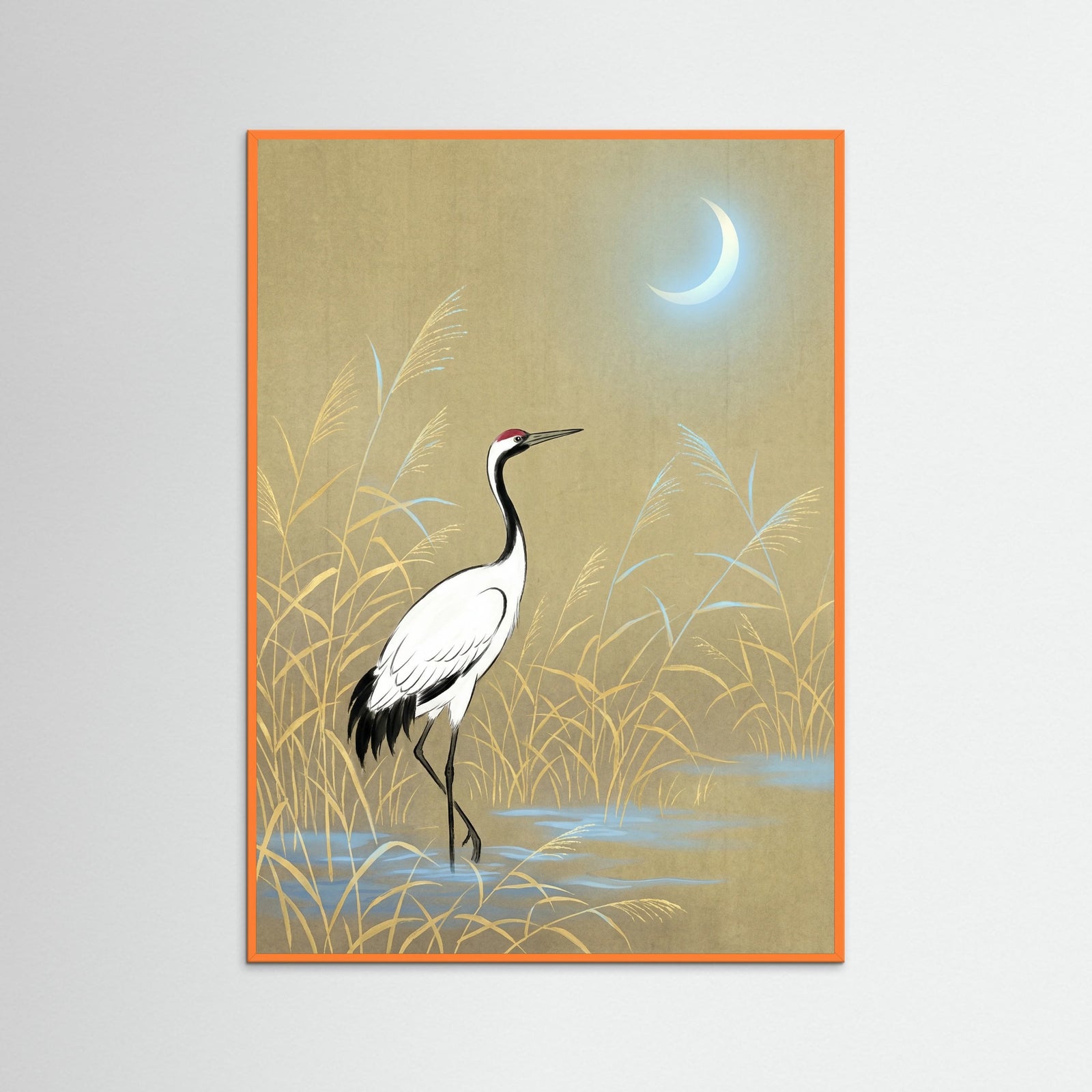 Orange Wood Golden Cranes Gold