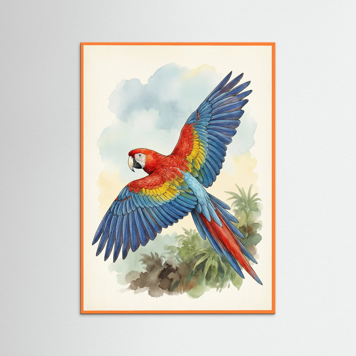 Orange Wood Graceful Flamingo Study