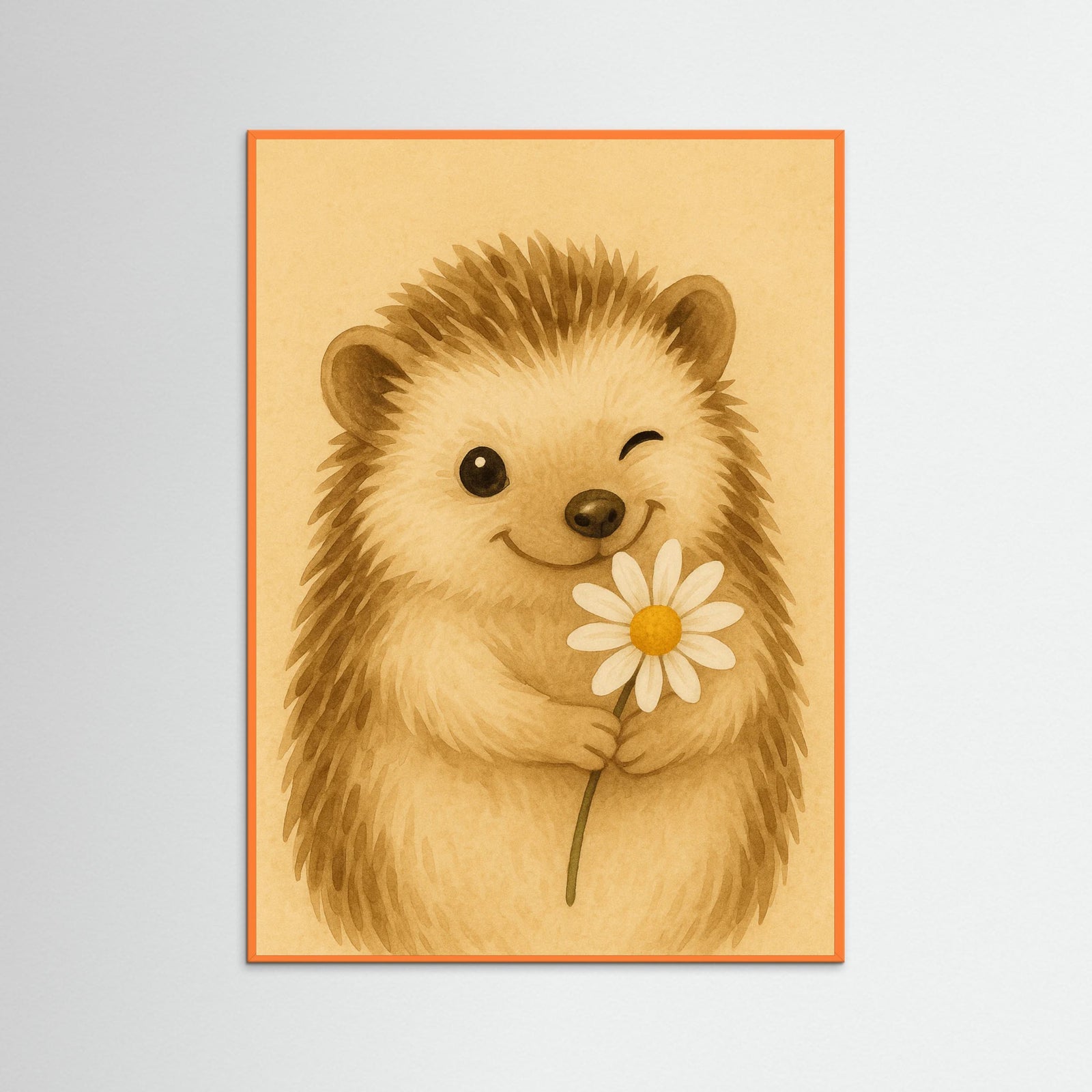 Orange Wood Hedgehog With Flower