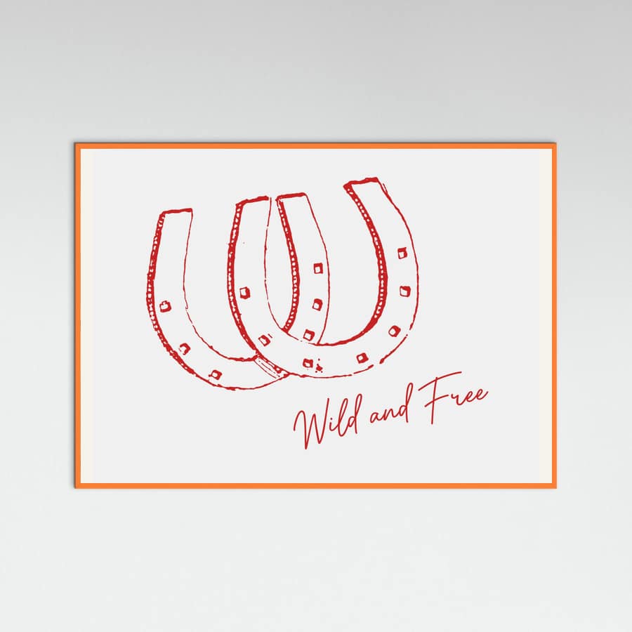 Horseshoe Wild and Free Red Poster – plakat og kunsttryk