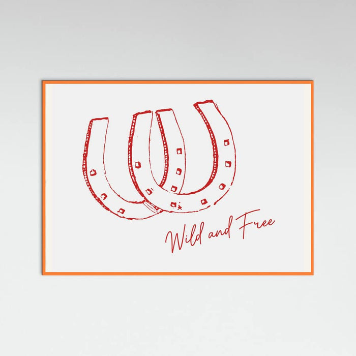 Horseshoe Wild and Free Red Poster – plakat og kunsttryk