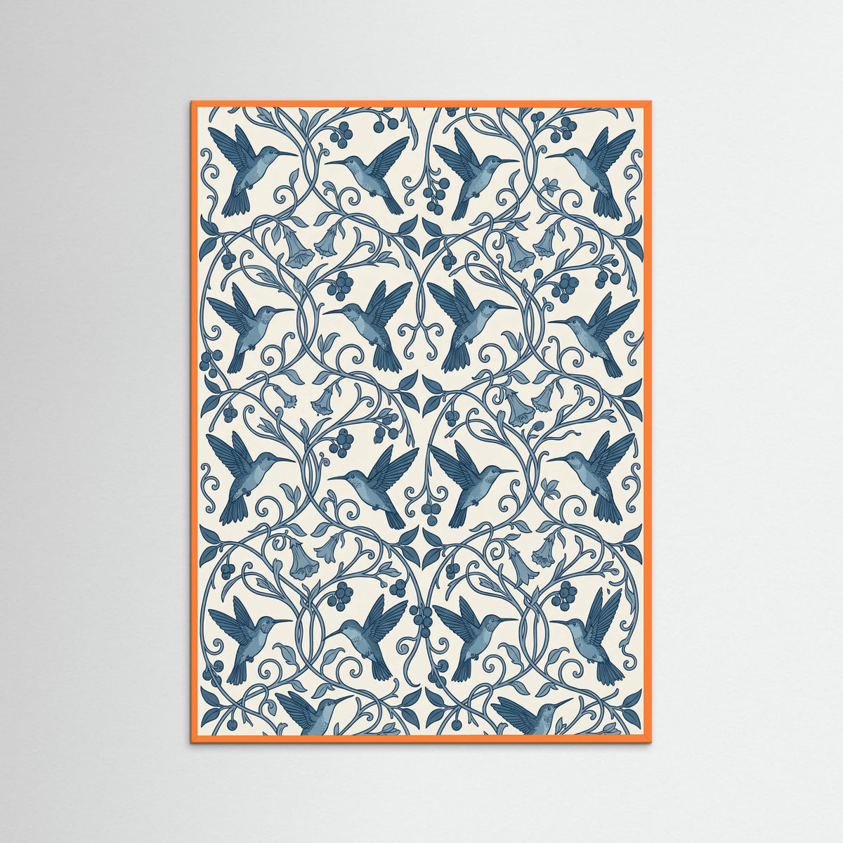 Orange Wood Indigo Botanical Pattern