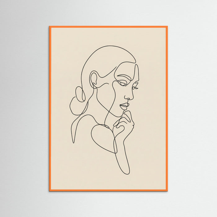 Orange Wood Intertwined Faces