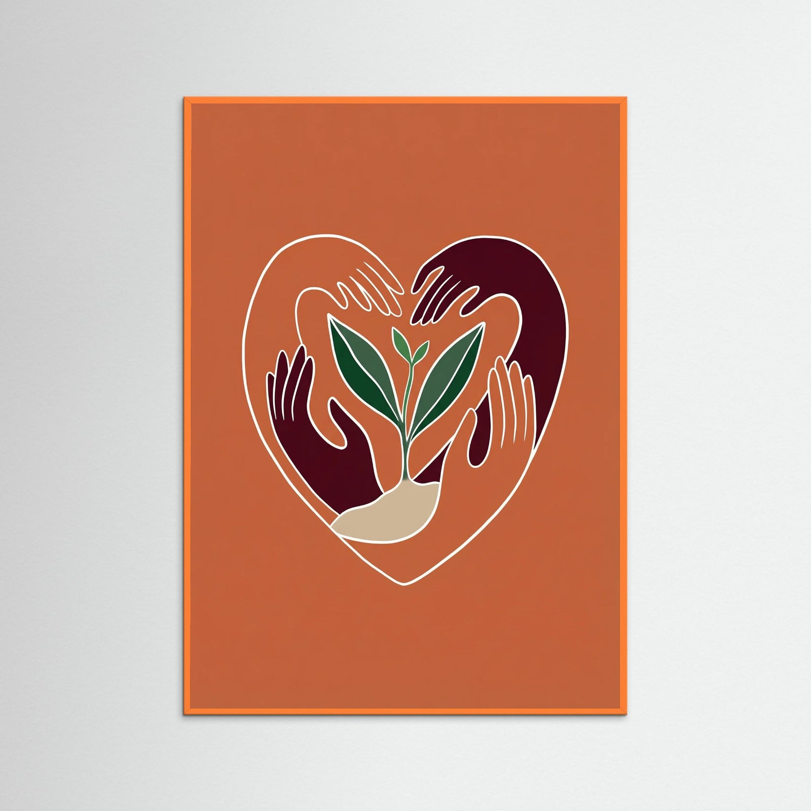 Orange Wood Intertwined Forms Brown