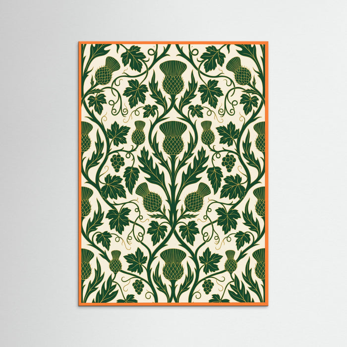 Orange Wood Intricate Botanical Tapestry