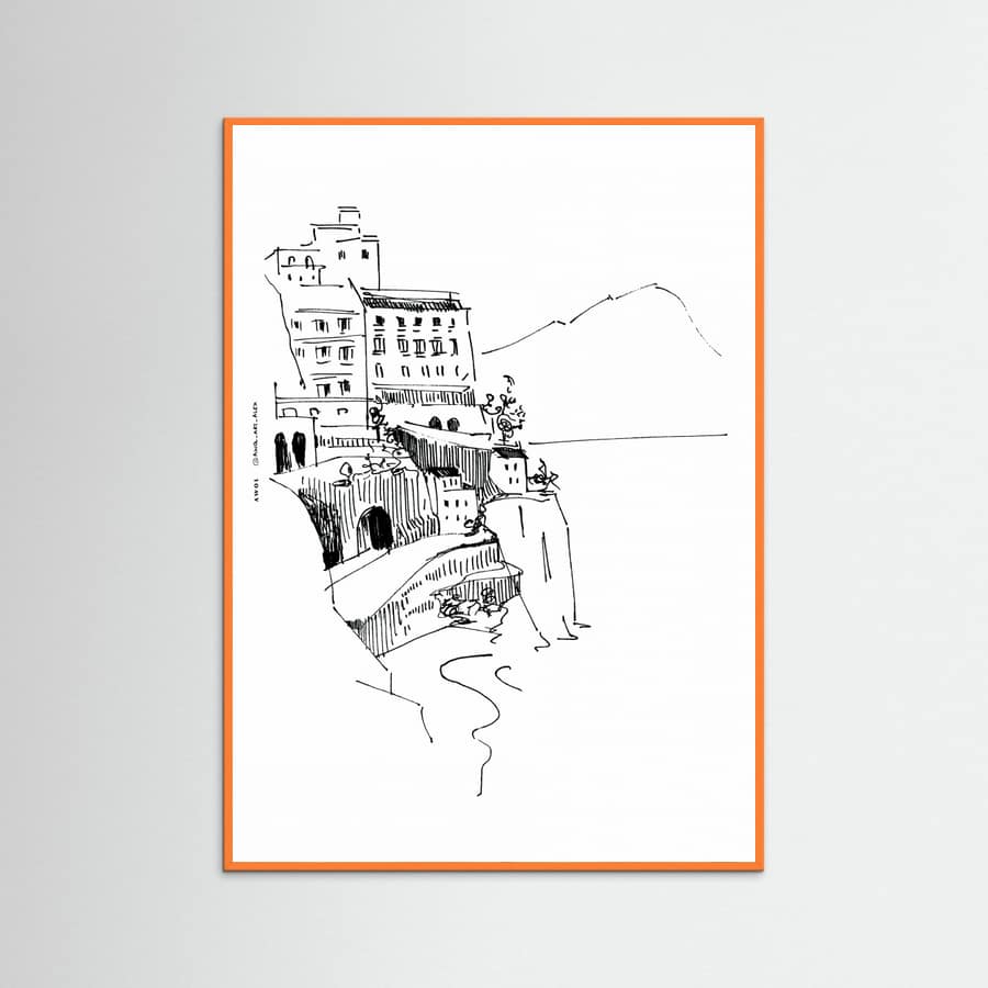 Italian Landscape Art, Amalfi Coast Small Towns By The Sea Poster – Poster und Kunstdruck