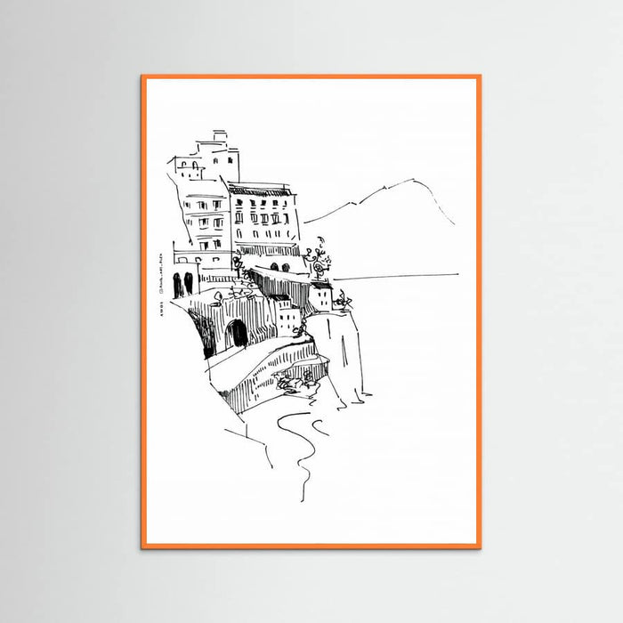 Italian Landscape Art, Amalfi Coast Small Towns By The Sea Poster – Poster und Kunstdruck