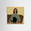 Póster Lady sitting with black cat. – póster e impresión artística