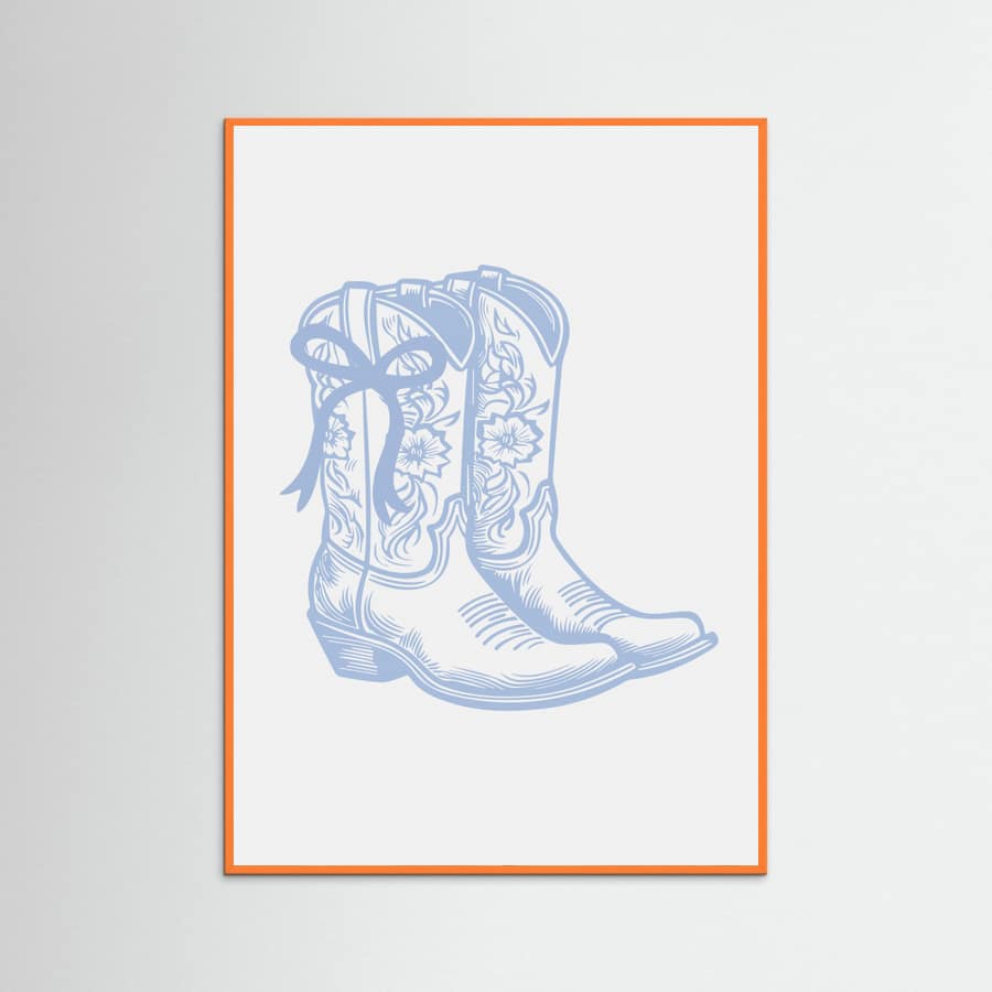 Light Blue Cowgirl Boots with Bow Poster – plakat og kunsttryk