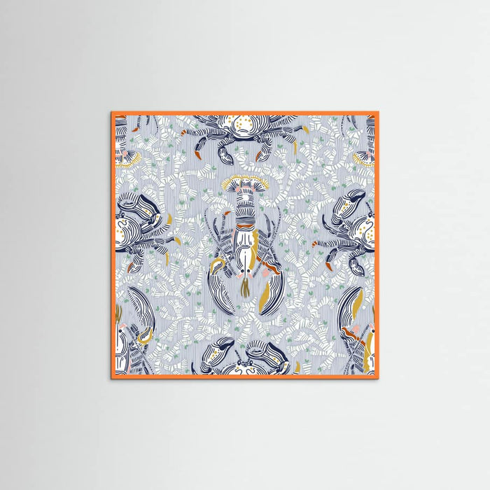 Affiche Lobster and crab coastal nostalgia grey pattern – affiche et impression d’art