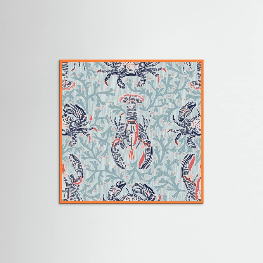 Lobster and crab coastal nostalgia mint pattern Poster – poster and art print