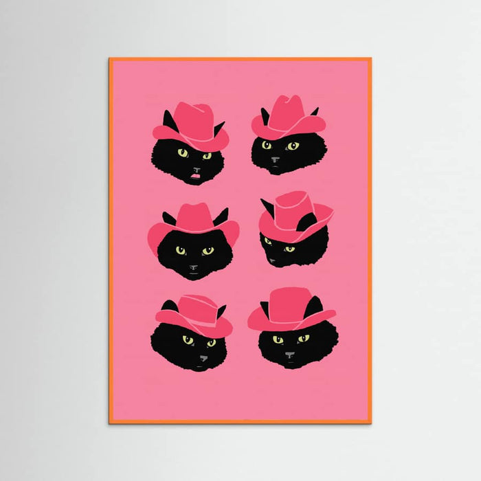 Orange Wood Marcy the Cowgirl Cat Poster