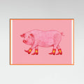 Orange Wood Marjorie the Cowgirl Pig Poster