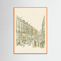 Orange Wood Matchstick Cityscape