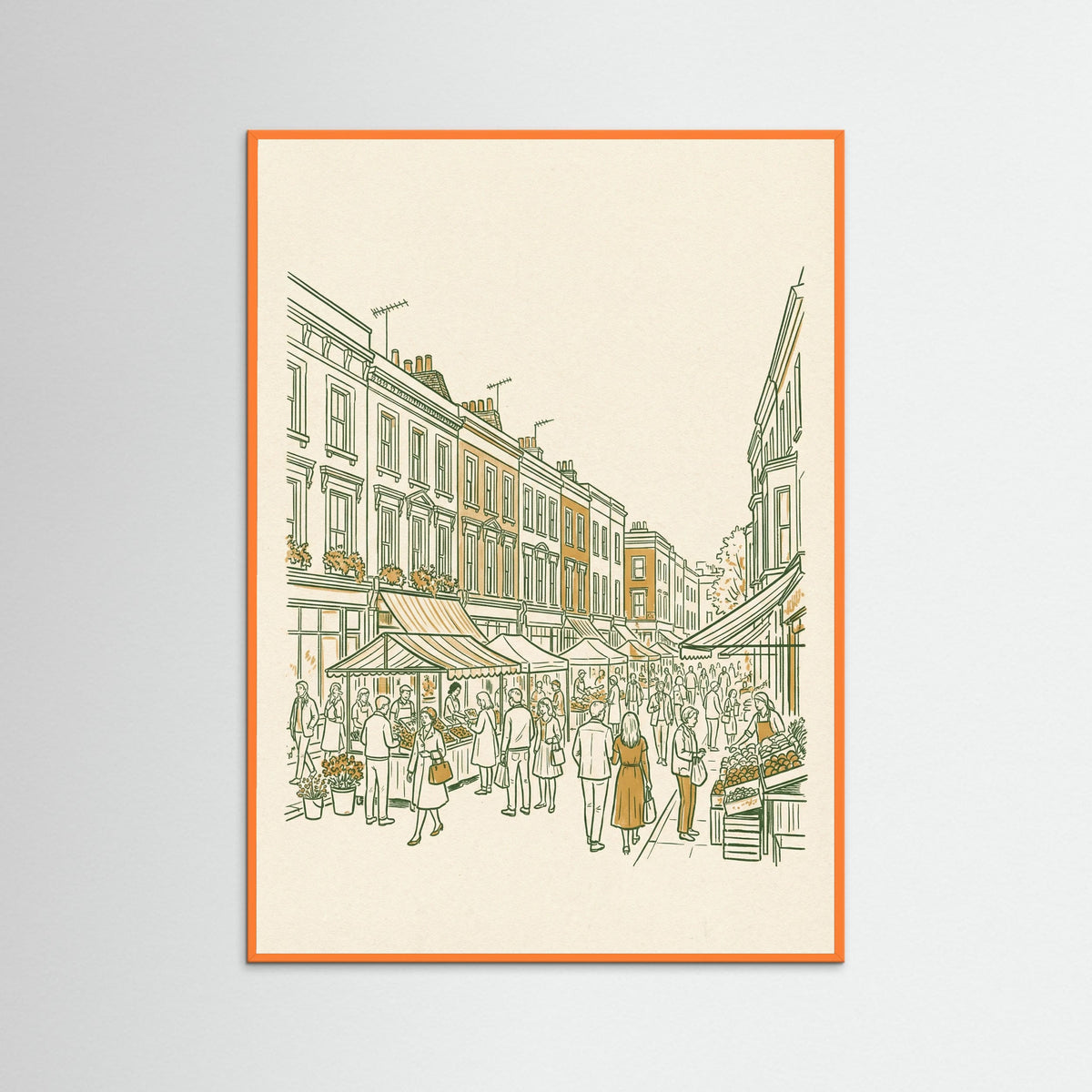 Orange Wood Matchstick Cityscape