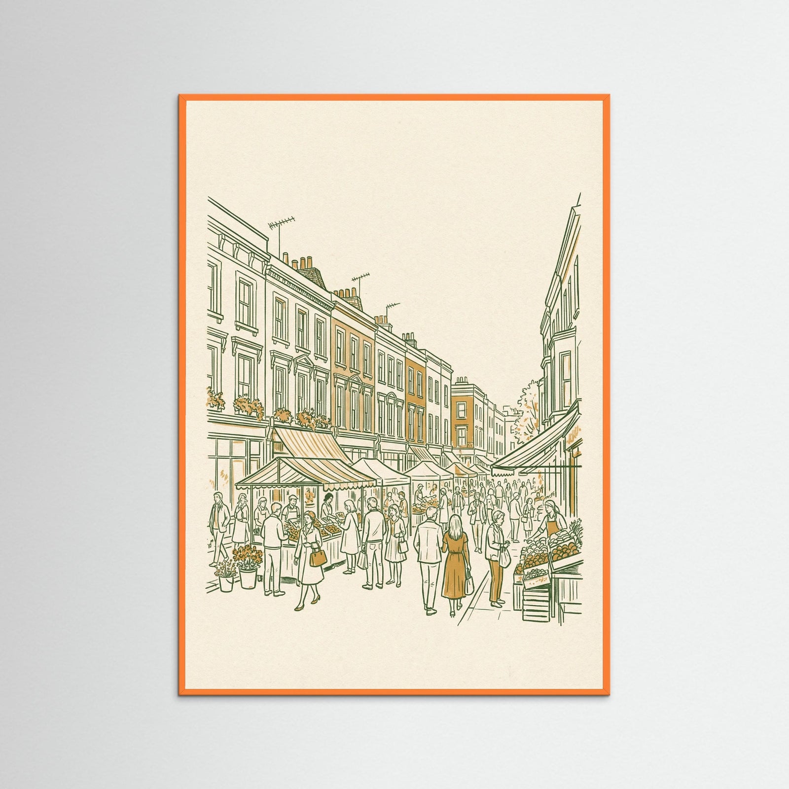 Orange Wood Matchstick Cityscape
