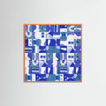 Orange Wood Mid Century Grid Pattern Five Poster