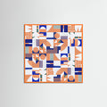 Orange Wood Mid Century Grid Pattern Poster