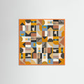 Orange Wood Mid Century Grid Pattern Two Poster