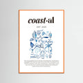Póster Minimalist Blue Coastal Poster | Aesthetic Tropical and Marine Illustrations – póster e impresión artística