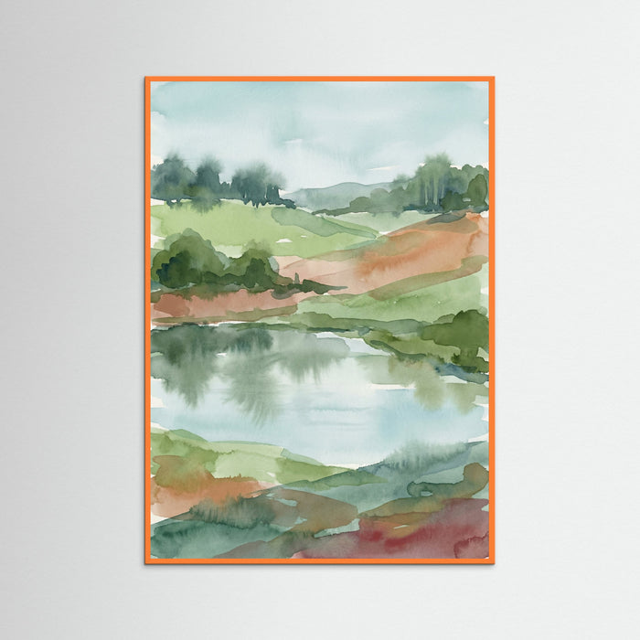 Orange Wood Misty Coastal Abstraction