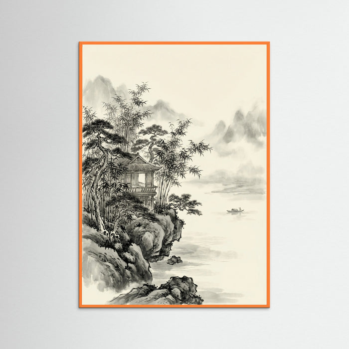 Orange Wood Misty Peaks Serenity