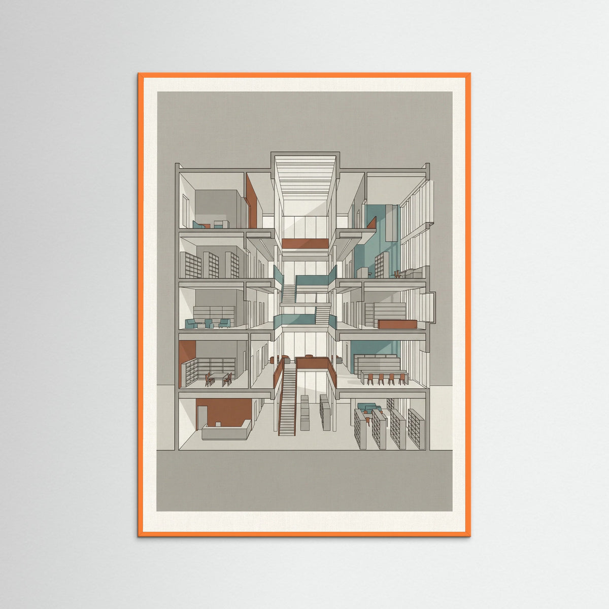 Orange Wood Modern Home Blueprint