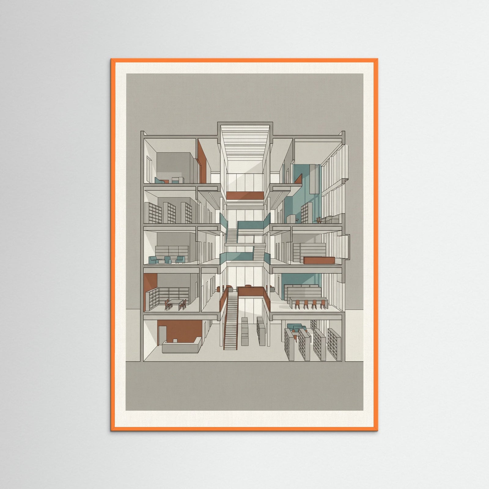 Orange Wood Modern Home Blueprint