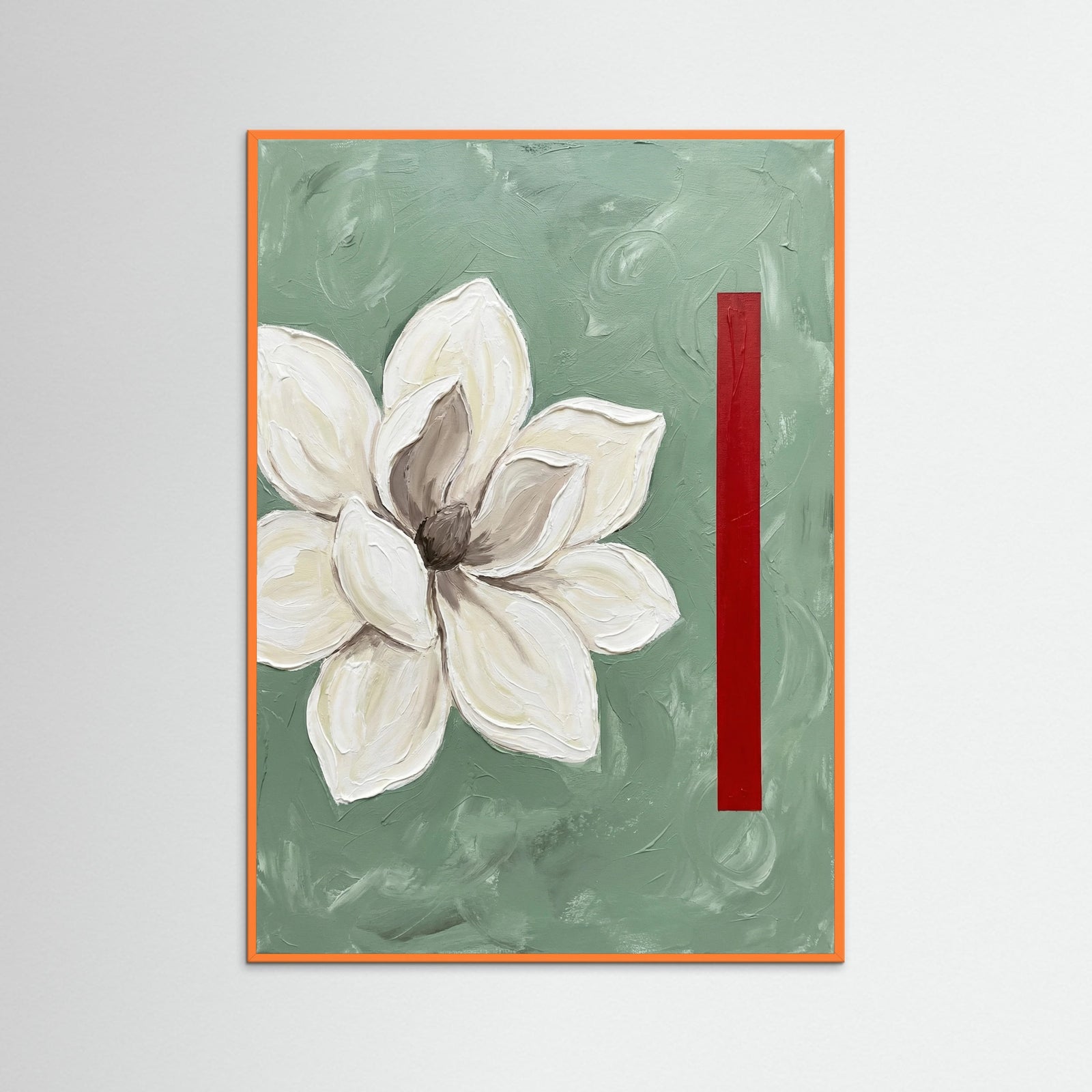 Orange Wood Modern Poppies