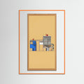 Orange Wood Modernist Blueprint Study