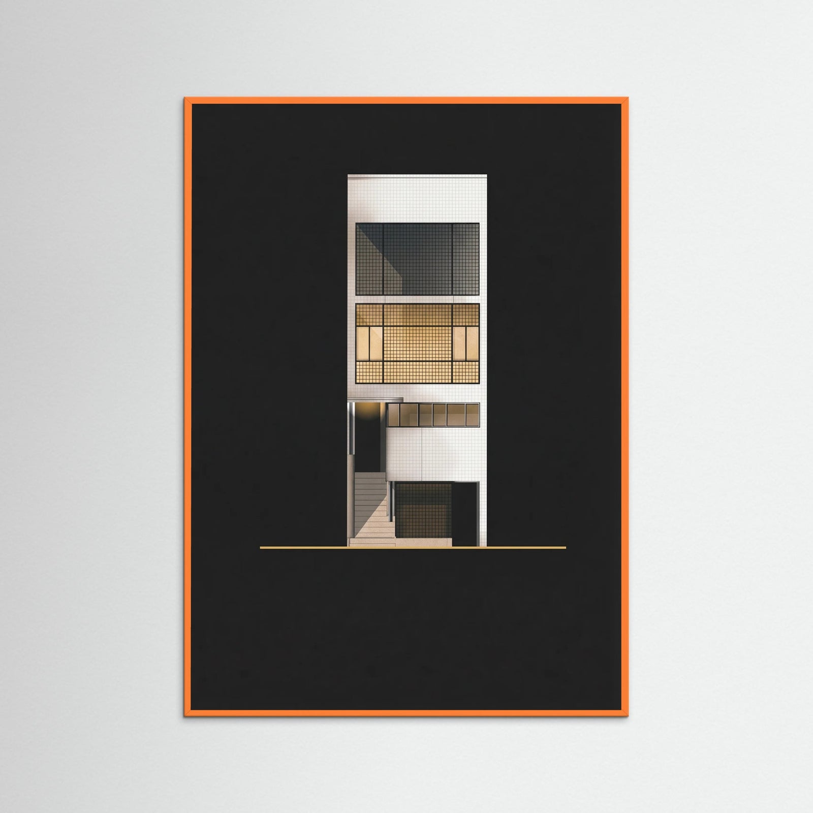 Orange Wood Modernist Facade Black