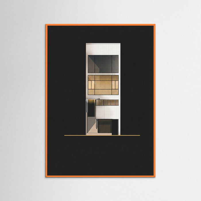 Orange Wood Modernist Facade Black