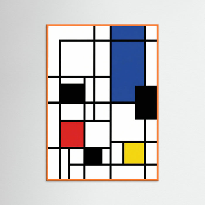 Orange Wood Mondrian Geometric Abstract