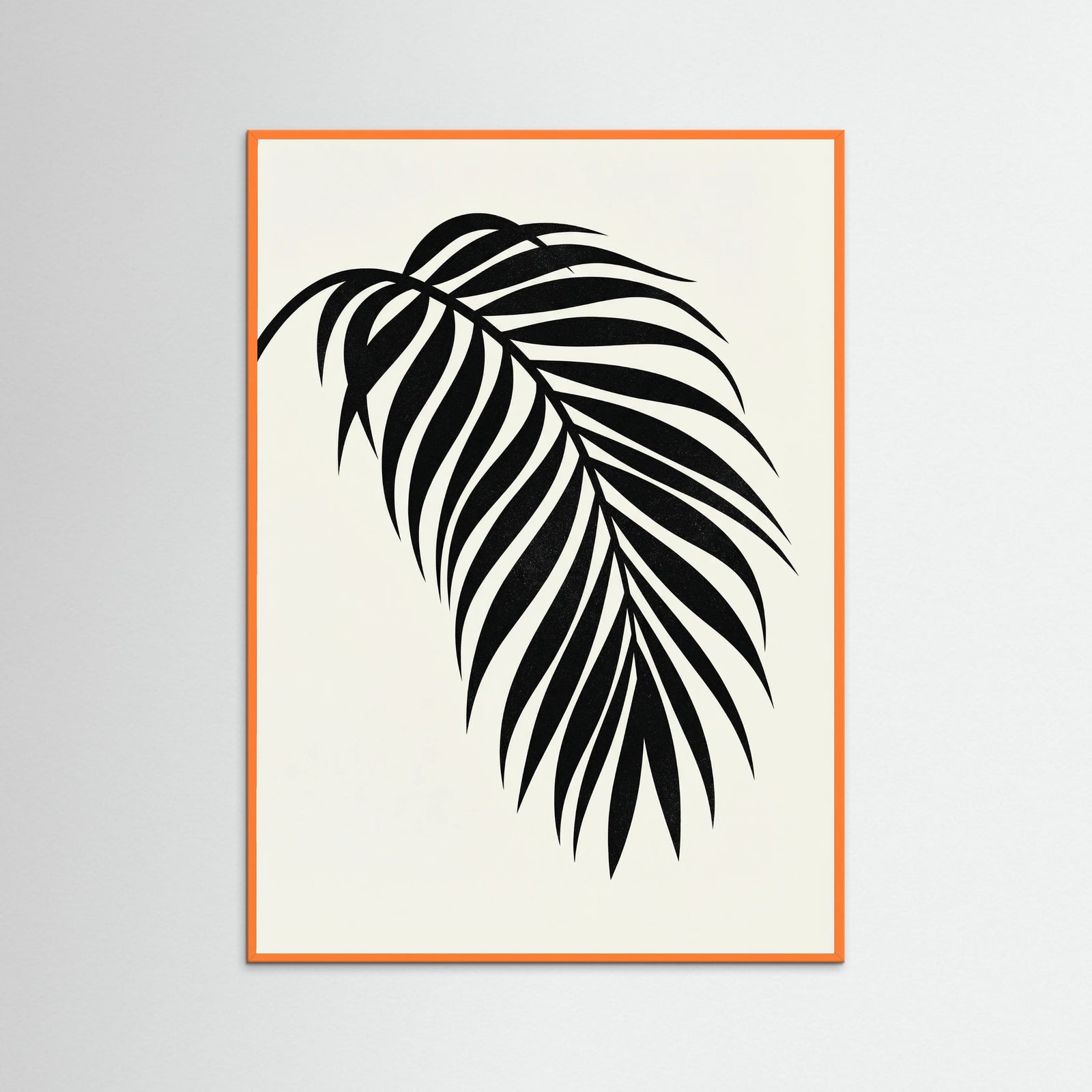 Orange Wood Monstera Silhouette