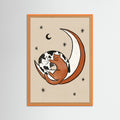 Orange Wood Moonlit Cat Companions