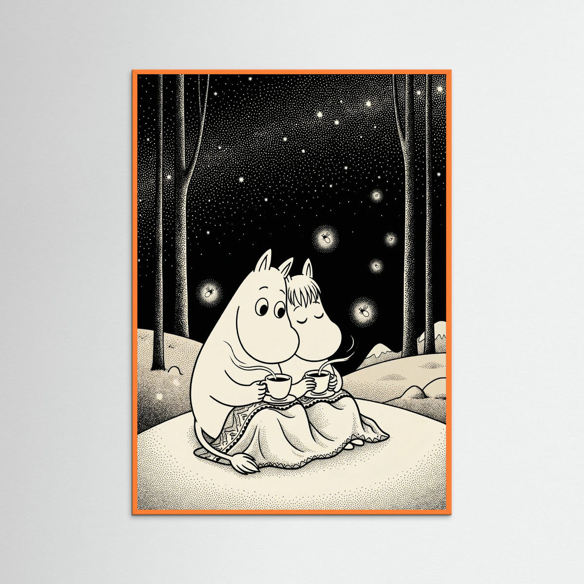 Orange Wood Moonlit Embrace