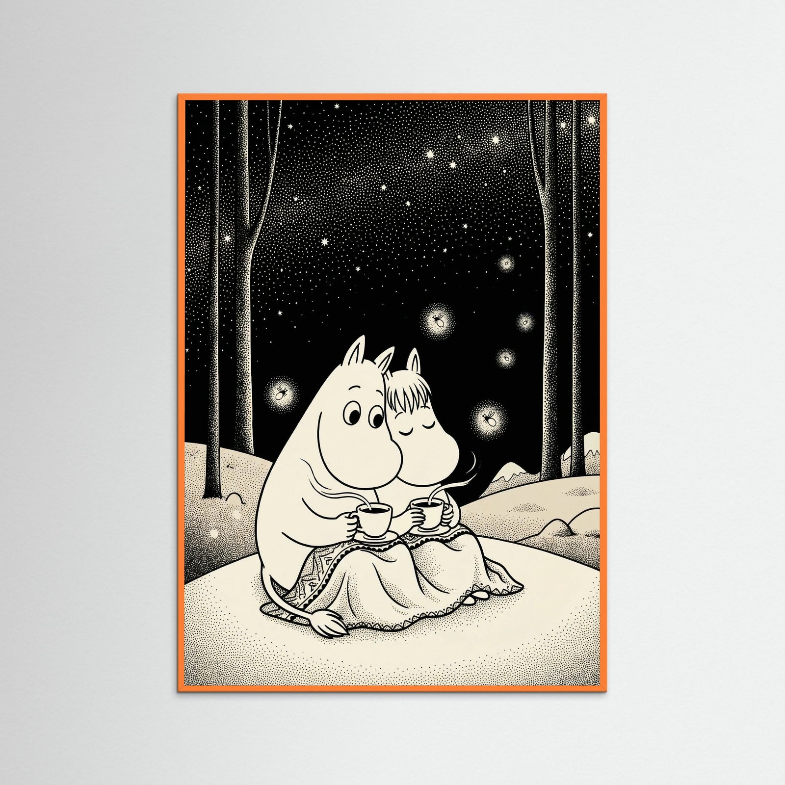 Orange Wood Moonlit Embrace