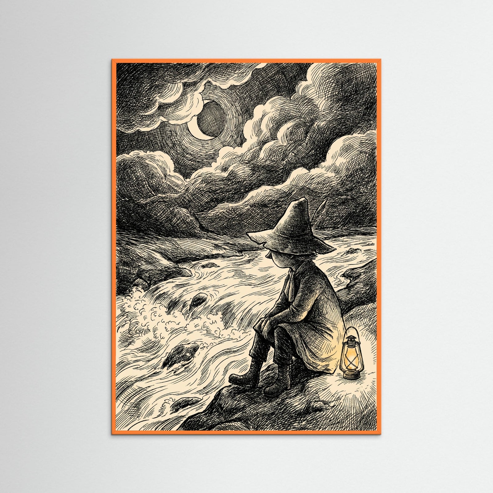 Orange Wood Moonlit Moomin Encounter