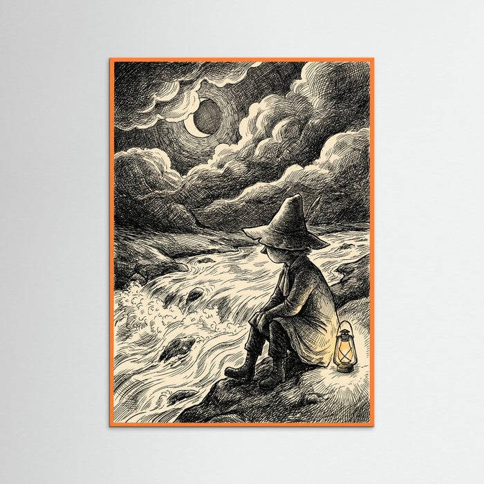 Orange Wood Moonlit Moomin Encounter