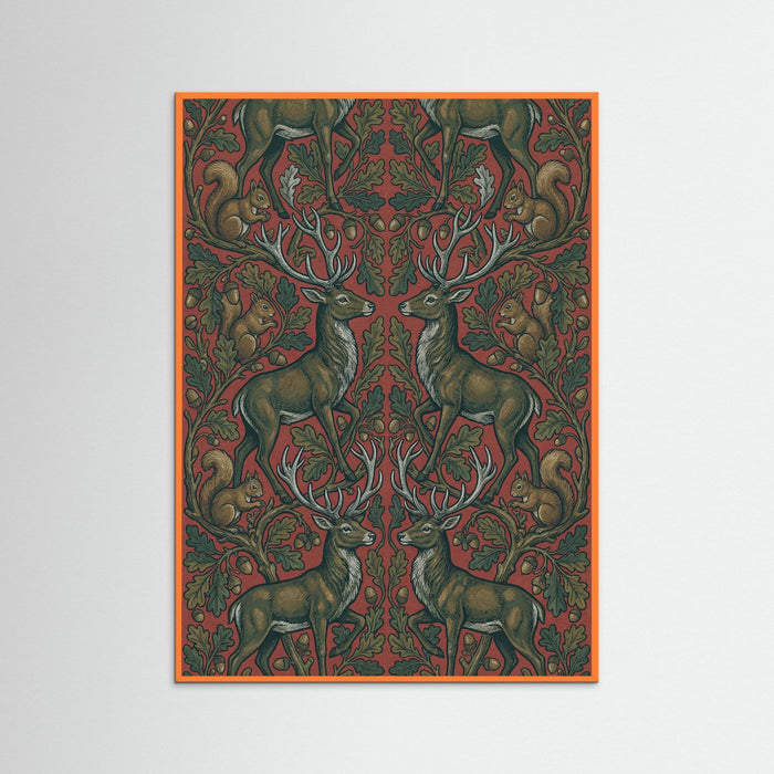 Orange Wood Morrisian Avian Pattern