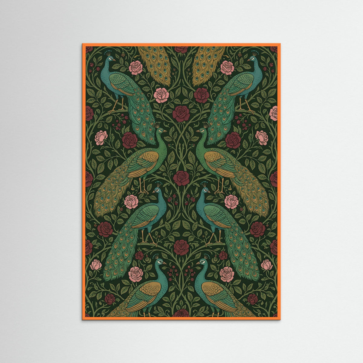 Orange Wood Morrisian Floral Elegance